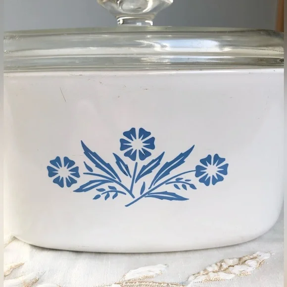Vintage 60’s Corning Ware Blue Cornflower 3 Qt Casserole Dish A3B With Clear Lid - Picture 5 of 15